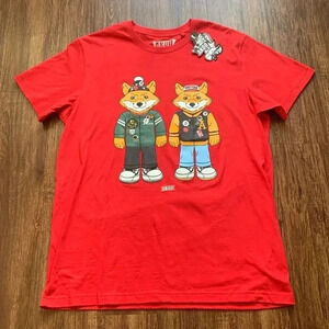 AKOO Men’s SS Graphic T-Shirt New York Coming to America Tee Red Large NWT